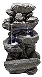 Möbelbörse LED Gartenbrunnen Wasserfall 60cm Kaskadenbrunnen Zierbrunnen Zimmerbrunnen Brunnen Wasserspiel XL Steinoptik - mit 12 LED's | Indoor/O