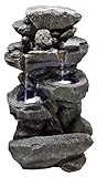 Möbelbörse LED Gartenbrunnen Wasserfall 60cm Kaskadenbrunnen Zierbrunnen Zimmerbrunnen Brunnen Wasserspiel XL Steinoptik - mit 12 LED's | Indoor/O