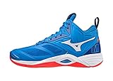 Mizuno Unisex Wave Momentum 2 Mid Volleyball-Schuh, French Blue/White/Ignition Red, 43 EU