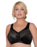 Bramour by Glamorise Damen Full Figure Wirefree MagicLift Iridescent Lace Bra-Madison #7001 BH mit voller Abdeckung, schwarz, 125C