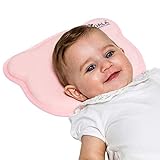 Babykissen Plagiozephalie, abnehmbar (mit zwei Kissenbezügen), hilft ein Plattkopfsyndrom vorzubeugen und zu behandeln. Aus Memory Foam - Rosa - Registriertes Design KBC®