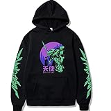 SHIXXEU97 NEON Genesis Evangelion T-Shirt, Asuka Langley Soryu Cartoon Print Kurzarm Pullover, Studentinnen Und Studenten Casual Fashion Sweatshirt Teen Top,Schwarz,L