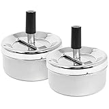 com-four® 2X geschlossener Aschenbecher mit Drehfunktion - Drehaschenbecher aus Metall für den Innen- und Außenbereich - Ø 9,5 cm (02 Stück - Drehfunktion)