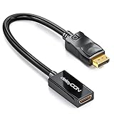 deleyCON 0,15m DisplayPort zu HDMI Adapter-Kabel - 4K 2160p 1080p 3D Audioübertragung - DP Stecker auf HDMI Buchse - vergoldet - TV PC MAC - Schw