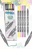 Online Calli.Brush Pastel, 5er Set Handlettering Brush-Pen, Pinsel-Stifte Set, Kalligraphie-Set, Pens mit Calligraphie-Spitze & Pinsel-Spitze für Bullet Journal, Wasserfarben,