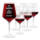 Maverton Rubin XL 6er Weingläser Set mit Gravur - 530 ml - Wein Glas personalisiert - Rotweinglas Weißweinglas - Geschenk für Frauen zum Geburtstag - T
