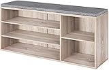 Sitzbank Schuhschrank mit sitzfläche Sitzkissen Schuhregal mit stauraum Schuhtruhe Schuhbank Schuhablage aus Holz Flur 105x30x48cm (braun)