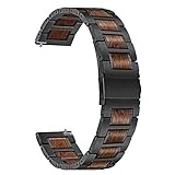 TRUMiRR Kompatibel mit Huawei Watch 3/Watch GT 2 Pro/GT 2 46mm/GT Active/GT 2e Armband,22mm Edelstahl & Natürliches Walnuss Holz Uhrenarmband Quick Release Armband Ersatzband für Huawei Watch GT 2