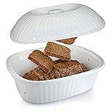 JoManco ® Brottopf [Keramik] - Premium Brotkasten für langanhaltende Frische - Brotkasten Keramik mit extrem innovativer Brotkorb Funktion - Brottopf Keramik für perfekte Brotaufbewahrung