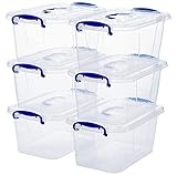 Aufbewahrungsbehälter aus Kunststoff, mit Deckel, stapelbar, mit Verriegelungsgriff, 6,5