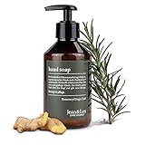 Jean & Len Handseife flüssig | Würzig-frischer Duft Rosemary & Ginger | Seife flüssig im nachfüllbarem 250 ml Pump-Spender | 100% vegane Flüssigseife ohne Silikone, Parabene und Mikroplastik