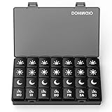 Tablettenbox 7 Tage 4 Fächer, Klein Pillendose Morgens Mittags Abends Nachts 28 Fächer Pillenbox Medikamentendosierer - Schw