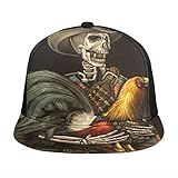FONDSILVER Baseballkappe mit Totenkopf-Motiv, Ölgemälde, Snapback, verstellbar, flach, Schirmmütze, Baumwollvisier, einfarbig, für Outdoor-Sport, Herren und Damen, Schw