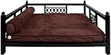 UIZSDIUZ Haustierbett Erhöhte Deluxe-Haustier-Bett mit Matratze, Wasserdicht Sofa Couch weicher Kennel, for Katzen Hunde Wohnzimmer Schlafbett Katzenbett (Color : Brown, Size : L(L120×W75×H15cm))