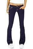 bestyledberlin Damen Hüftjeans Jeanshosen, Bootcutjeans – Stretchjeans gerades Bein j43kw 36/S