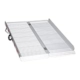 LIEKUMM 120x85cm Tragbare Rollstuhlrampe,Breitere faltbare Aluminium-Rampe für Treppen,Türschwelle usw,Rutschfeste Oberfläche, Tragflähigkeit 400kg (MR607X-4)