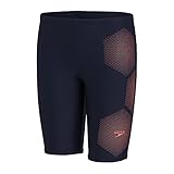 Speedo Tech Placement Jungs Schwimmhose, True Navy/Fluo Tangerine, 7-8 J