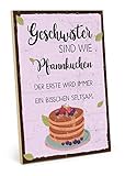 TypeStoff Holzschild mit Spruch – Geschwister – im Vintage-Look mit Zitat als Geschenk und Dekoration zum Thema Bruder und Schw