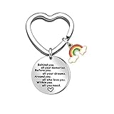 Regenbogen-Schlüsselanhänger, inspirierende Schlüsselanhänger, Edelstahl, Ermutigung, Schlüsselanhänger hinter Ihnen alle Ihre Erinnerungen, bevor Sie alle Ihre Träume hab