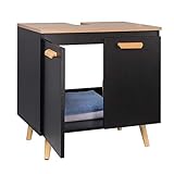 EUGAD Waschbeckenunterschrank Unterschrank Badezimmerschrank Waschtisch Badschrank Beistellschrank mit 2 Türe 60 x 40 x 60,5 cm Schwarz/N