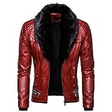 Xiart Lederjacke Herren Vintage Bikerjacke Kunst-Lederjacke Stehkragen Übergangsjacke PU Leder Sportjacke Herrenjacke Freizeitjacke Mäntel jagdjacke Fliegerjacke Motorradjacke Winterjack