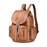 SPAHER Vintage Damen Rucksack Schultertaschen Reise Freizeit PU Leder Rucksack Groß Handtasche wasserdichte Umhängetasche Tagesrucksack Casual Daypack Leder Beutel Geschenk für Frauen M