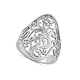 925 Sterling Silber platinierter Ring mit Blumenmuster und Blumenmuster Liebeserklärungsring (19)