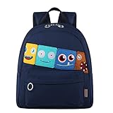 GAGAKU Baumwolle Kinderrucksack für Jungen 3-6 Jahre Alt Kindergarten Schüler Schultasche in Marineblau Karikatur Patches - Navy B