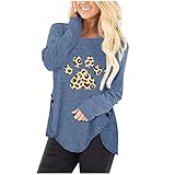 Damen Oberteile Grosse Grössen Langarm Shirt Lange Bluse fur Leggings Sommer T-Shirt Basic Langarmshirts Tops Rundhals Lockere Solide Casual Shirts Elegant Pullover Herb
