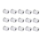 Haobase Weiße wasserdichte Kabelverschraubungen aus Kunststoff, M20 x 1,5, 15 Stück
