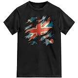 Herren-T-Shirt mit Union Jack-Flagge im Used-Look Gr. XL, Dunkelschwarz/U