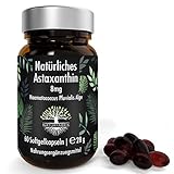 NATURFABRIK Astaxanthin 8mg aus Israel | 60 Gel Caps | inkl. Zertifikat | aus der Mikroalge Haematococcus pluvialis | laborgeprüft | 2 Monatsvorrat | inkl. Beta Carotin & L