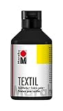 Marabu 17160013073 - Textil Stoffmalfarbe schwarz 250 ml, Stoffdruckfarbe auf Wasserbasis, für helle Stoffe, waschbeständig bis 60°C, weicher Griff, einfache Fixierung durch Bügeln o. Back
