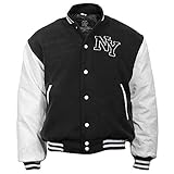 Mil-Tec NY Baseball Jacke mit Patches (Schwarz/Weiß/M)