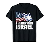 I Stand With Israel USA American Flag w/ Israel Flag T-S
