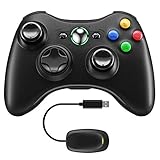 Molyhood Controller for Xbox 360, Wireless 2.4GHz Improved Dual Vibration Gamepad Joystick with Receiver for Xbox 360 / PS3 / PC Windows 7/8 / 10