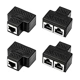 4 Stück RJ45 Splitter Verbinder Adapter, LAN Splitter 1 auf 2 Gleichzeitig Adapter für Ethernet CAT 5/6 Kable, Ethernet Splitter Netzwerk Verlängerung