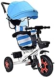 LYXY 1-3-6 Jahre altes Kinder-Dreirad-Kinderwagen mit großem Aufbewahrungskorb und doppeltem Bremssystem for Baby,männliches Baby (Farbe : Blau)