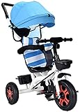 LYXY 1-3-6 Jahre altes Kinder-Dreirad-Kinderwagen mit großem Aufbewahrungskorb und doppeltem Bremssystem for Baby,männliches Baby (Farbe : Blau)