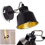 Wandleuchte Safari, verstellbare Wandlampe aus Metall in Schwarz/Gold, 1-flammig, 1 x E14-Fassung, max. 40 Watt, Wandspot im Retro/Vintage Design, für LED Leuchtmittel geeig