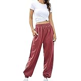 Koitniecer Womens Baggy Joggers Cinch Bottom Sweatpants Drawstring High Waisted Pants Workout Athletic Lounge Joggers Pants with Pockets (Brick Red, Large)