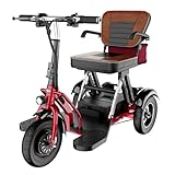 EWYI Mobility Scooter, 3-Rad Faltbares Handicap-Elektroauto Mit 3-Gang-Schaltung, Elektro-Rollstuhl, Leichtes Elektrisches Dreirad Für Erwachsene, Ältere Und Behinderte 20AH/55KM