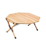 LMJ Tragbarer faltender hölzerner Reise-Camping-Tisch-achteckiger Rolling-Tisch BBQ Picknicktisch selbstfahren nach Hause (Color : Wood)