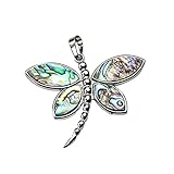 XAOLIUN Regenbogen Libelle Charme Anhänger Moderne Halskette Abalone Paua Shell Schlange Stil Kette Einzigartiges Geschenk (Color : S, Size : Kostenlos)
