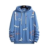 Jacke Herren Herbst Winter Jugend Trend Mode Graffiti Druck Herren Mantel Urban Lose Mit Kapuze Männer Pullover Täglich Zuhause Casual All-Match Herren Sw