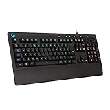 Logitech G213 Prodigy Gaming-Tastatur, RGB-Beleuchtung, Programmierbare G-Tasten, Multi-Media Bedienelemente, Integrierte Handballenauflage, Spritzwassergeschützt, Internationales US QWERTY-Lay