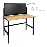 rikta Klappbare Werkbank | Klappbarer Werktisch | Freistehend | ca. 121,5 x 64,6 x 142,0 cm (BxTxH) | Belastbarkeit 150 kg | FSC Holz-Arbeitsp