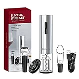 Korkenzieher, DIIVOO Elektrisch Flaschenöffner Wein , Wiederaufladbarer Flaschenöffner Edelstahl 25W, Wein Korkenzieher Set mit Vakuum Weinverschluss, Folienschneider und Weinausgiesser, Weinö