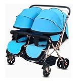 SMSOM Leichte Doppelkinderwagen mit Tandem Seating, Can Sit Reclining Kleinkind Kinderwagen, fügen Becherhalter Fußsack Kinderwagen Tray (Color : Blue)