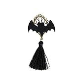 Fenical Lustige Fledermaus Form Quaste Brosche Pin Breastpin Kostüm Zubehör für Halloween Party Dek